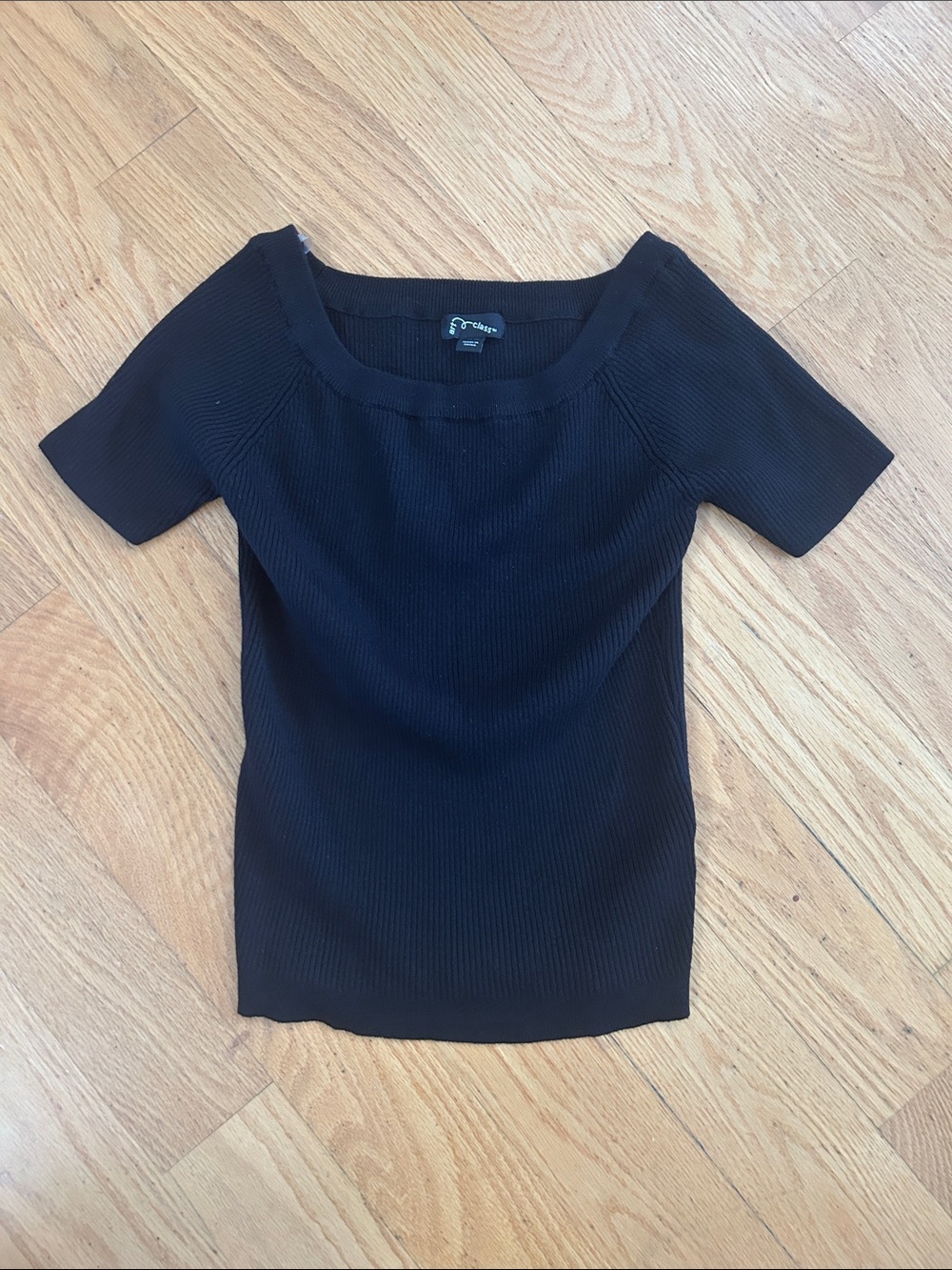 art class Black Ribbed Short Sleeve Top